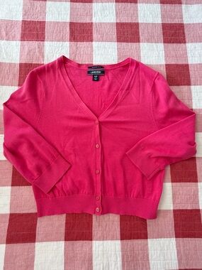 Lands' End Women's Fuchsia V-Neck Button Cardigan Women’s size S